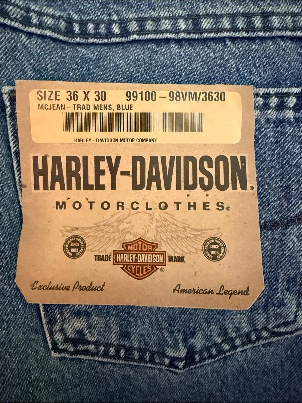 Men's Classic Relaxed Fit Harley Davidson 36x30 Jeans NWT